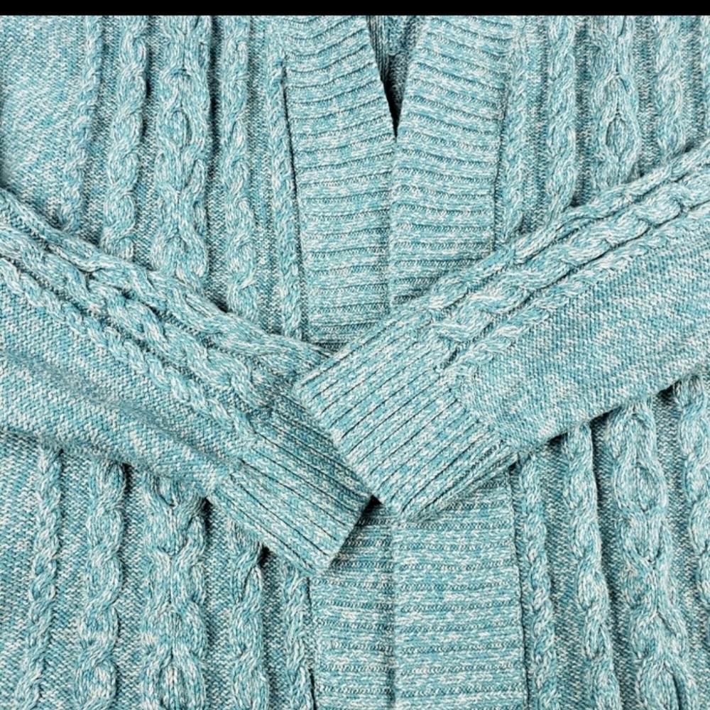 LL BEAN Open Front Cardigan cableknit Sweater 3X - Picture 10 of 12